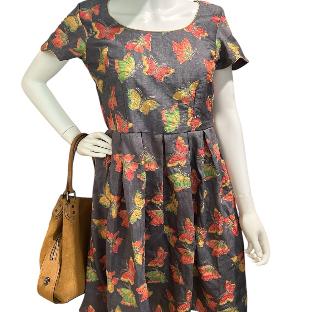 Vintage Butterfly Print Dress